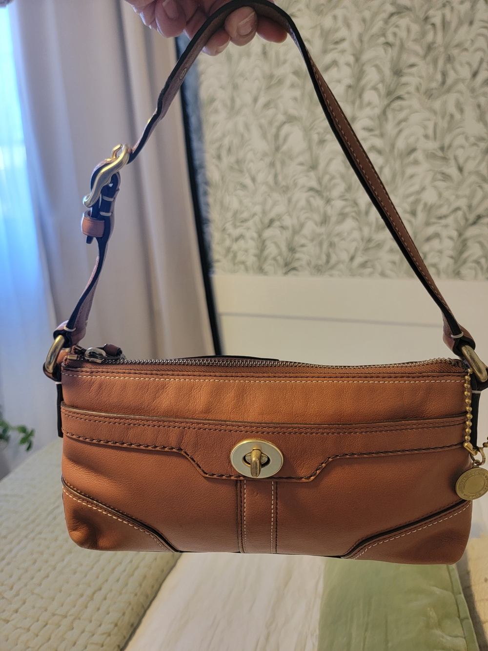 Coach Hamilton Tan Leather Turnlock Shoulder Bag